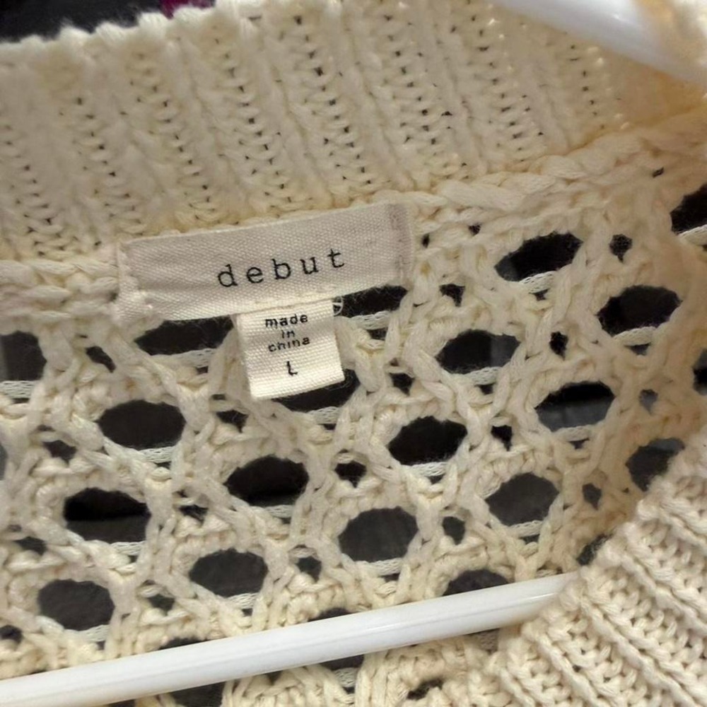 P63. Debut| Cream crochet granny square sweater - Picture 4 of 4